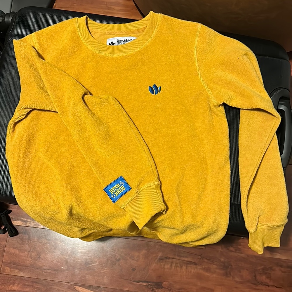 Dutch bros mustard/gold crew neck